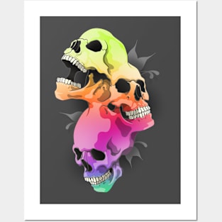 Morphed Skulls Rainbow Posters and Art